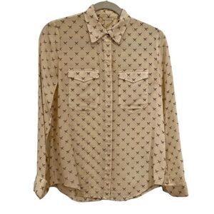 Club Monaco Cream Shirt with Brown Pattern Silk
